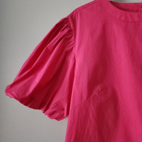 Olivia James The Label Women's Annie Puff Sleeve Blouse Hot Pink size XSmall - Picture 3 of 10